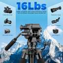 Camera Tripod, 75 Heavy Duty Tripod for Camera with Phone Holder and Travel Bag, Compatible with Video Camera, DSLR, Spotting Scopes, Camcorder, GoPro, Cell Phone, Max Load 16LB (Black)