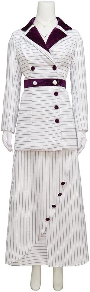 Willyacos Titanic Rose Cosplay Costume Dress Rose Dewitt Bukater Titanic Costume Purple Stripes Dress Outfuit for Women (X-Large)