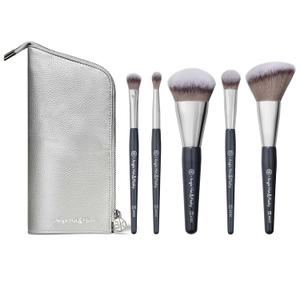 BK BEAUTY BRUSHES - ANGIE HOT & FLASHY Travel Brush Set with Pouch - Foundation Makeup Brushes - Brush for Liquid or Cream Foundations - Under-Eye Concealer | Bronzer, Blush & Highlighter Makeup Brush