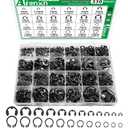 330PCS Snap Rings Assortment Kit, E Clips Assortment Kit (2MM-12MM) and C Clips Assortment Kit (5MM-16MM), 24 Sizes External Retaining Rings Carbon Steel Circlip Snap Ring Kit