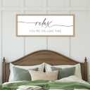 YWMZYKJGS Relax You're On Lake Time Wall Decor Art 32"x12" Lake House Sign Above Bed Bedroom Large Rustic Living Room Wood Framed Vintage Horizontal Wall Hanging (Wood)