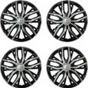 15 Inch Hubcaps with Adjustable Steel Retention Rings, Premium ABS Universal Fit, Set of 4 Wheel Covers (Black-Gunmetal Gray)