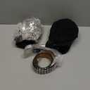 Tisancy 4 Pcs Rhinestone Bustier Top Costume Women's Push up Crop Top Diamond Belt Chauffeur Hat Earrings Hoop XS