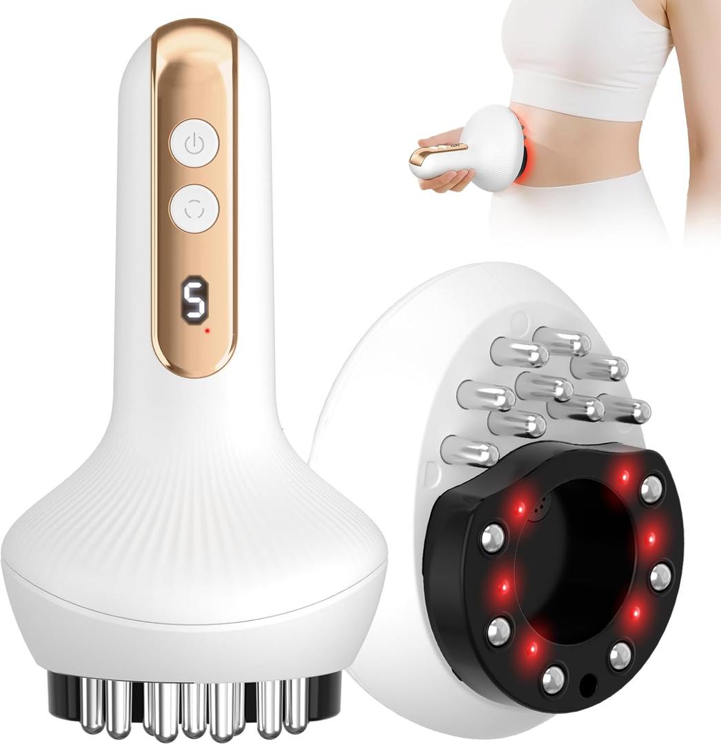 Lymphatic Drainage Massager & Anti Cellulite Massage Tool, New Smart Cupping Massager, Helps Reduce Stretch Marks & Cellulite, for Belly, Arms & Legs, Body Sculpting Machine with Heat & Vibration (White)
