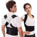 Back Brace Posture Corrector for Women and Men Lower Pain Relief Straightener Support Scoliosis Upper Pro Align Full Spine Belt Hunchback Highest Rated Work Dowagers Hump Lumbar Black Medium (Black, M)