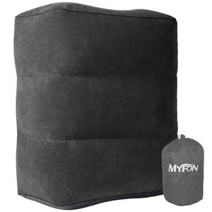 Inflatable Travel Foot Rest Pillow, Adjustable Height Leg Rest Pillow for Cars, Home, Office, Trains, Airplane, Make a Flat Bed for Baby, Kids, Toddlers, Grey, 2 Pack