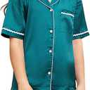 Jxstar Girls Satin Pajamas Set Button Down 2 Piece Silk Pjs Shorts Set Sleepwear 8 9 Years Turquoise