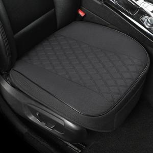 West Llama Linen Front Car Seat Cover Protector Anti-Slip Bottom Seat Cover Fits 95% of Vehicles,Wrapping Around The Bottom,Diamond Pattern(Black-1Pc)