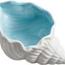 Large Shell Jewelry Dish Tray 7.7 L x 4.7 W x 3.5 H inches Ceramic Shell Ring Holder Seashell Bowl Decorative Trays Cute Jewelry Organize Key Storage Tray for Home Decor Porcelain Jewelry Deco