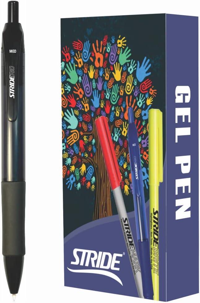 Stride 52001rio Gel Pen, Retractable, Medium 0.7 Mm, Black Ink, Translucent Black Barrel, 12/box
