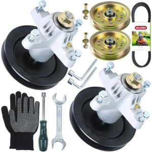GELASKA 2 Pack Pre-Greased 918-0624b Spindle Assembly with 756-04129 Idler Pulley 954-04060C Belt Replaces 918-0624B, 618-0624, 618-0659, 918-0624A for MTD LT542G, LT 542H, LT942H Mis Tool