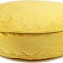 Velvet Floor Pillows Round Chair Cushion Couch Throw Pillow Soft Pouf Seat Mattress Bean Bag for Reading Nook Play Room (19.7",Yellow)
