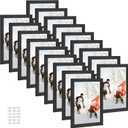 PHAREGE 5x7 Picture Frame Bulk Black, Set of 18 MDF Wood Grain Frame for Display 5 by 7 Family Wedding Photos on Tabletop or Wall