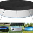Landrip 21FT Pool Cover Round, Solar Pool Covers for Above Ground Pools, Round Hot Tub Cover Stock Tank Cover, Waterproof and UV Resistant, with Ground Nails,Winch and Cable, Black, N-MY-PC-21FT