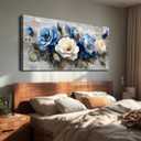 MEICEN88 Floral Wall Art, Large Canvas Wall Art,Vintage Wall Decor, Flower Pictures Wall Decor, Blue Canvas Art Prints, abstract Paintings For Bedroom Living Room Decoration Aesthetic Room Decor, 40"L x 20"W
