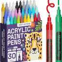 ARTISTRO 30 Acrylic Paint Markers Medium Tip- Easy for All Ages & Levels Acrylic Paint Pens for Fabric, Rocks, Paper, Wood, Canvas, Glass, DIY