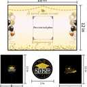 Graduation Party Decorations - Gold & Black The Adventure Begins - Class Of 2026 Grad Guest Book, Signature Board With 6 Photo DIY Sticker, Graduation Gift For Him Her Party Favor & Supplies - A11