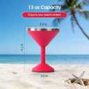Daximo 13 oz Double-Wall Vacuum Insulated Martini Tumbler Stainless Steel Martini Glasses with Lid and Non-slip Base Elegant Large Martini Cups for Perfectly Chilled Drinks (Red)