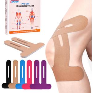 IEADEN Precut Kinesiology Tape for Knees, 10 Pcs - Knee Support & Stability, Knee Pain Relief Athletic Tape - Waterproof & Elastic, Breathable Hypoallergenic Latex-Free Tape, Beige