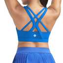 RUNNING GIRL Sports Bras for Women,Seamless Strappy Sports Bra High Support Crisscross Back with Removable Pads (Blue, S)