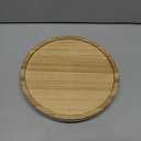 Round Decorative Tray Wood Bathroom Counter Organizer Farmhouse Kitchen Decor Wooden Riser for Soap Dish, Perfume, Candle, Sponge, 10" - Brown