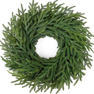 Ouddy Decor 26'' Christmas Norfolk Pine Wreaths for Front Door, Artificial Real Touch Large Christmas Wreath Faux Green Pine Wreath for Wall Window Mantle Porch Indoor Outdoor Winter Home Decorations