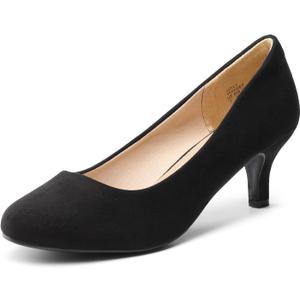 DREAM PAIRS Women's Dress Comfortable Low Heel Pump Shoes (12, Black-suede)