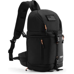 Camera Sling Bag for Photographers - Waterproof Single-Shoulder Camera Case with Adjustable Dividers, Rain Cover & Side Tripod Pocket (2.0 Black)