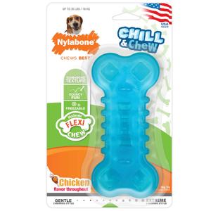 Nylabone Flexi Chill & Chew Toy for Dogs with Treat Pockets, Dog Toys for Moderate Chewers, Chicken Flavor, Medium - Up to 35 lbs, 1 Count (Blue)