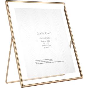 Gold 10x12 Floating Frame for Picture(5x7'',7x9'',8x10''),Adjustable Tabletop/Shelf floating picture frame 8x10'',Classy Gift Choice for Wedding,Thanksgiving,Christmas,Home or Office Decor