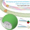 Interactive Cat Toys for Indoor Cats, Interactive Cat Ball Toy with Elastic Mesh Tail, Automatic Cat/Kitten Toys with Chirping & Motion Activate, Cat Toys for Bored Indoor (Green)