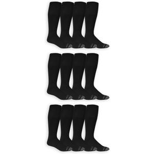 Fruit Of the Loom Men's Dual Defense Tube Socks (12 Pack), Black, 6-12
