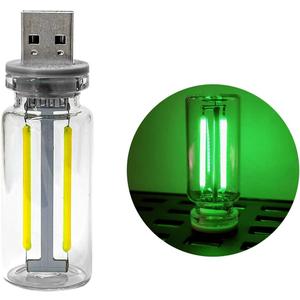 DXNQ USB LED Car Interior Atmosphere Light, Plug-in USB Automotive Interface Charging Ambient Light, Mini Glass Bottle Night Light Touch Control Vehicle Interior Decor Retro Lamp (Green)