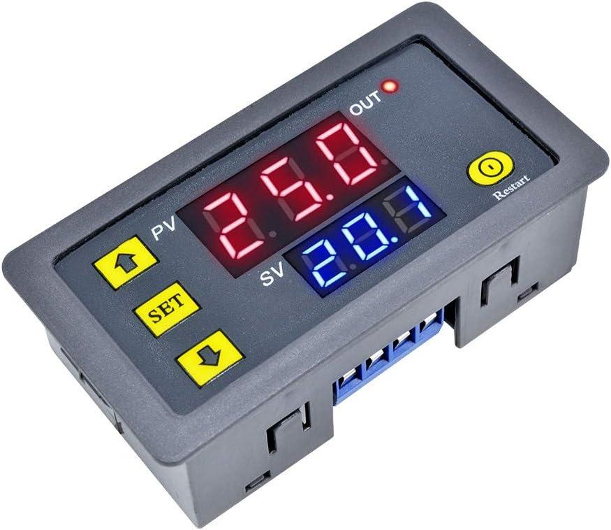 Programmable Cycle Timer Switch Timer Delay Relay LED Digital Display Timing Module (1Piece, DC12V) (Small)