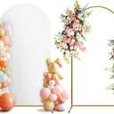 Arch Backdrop Stand and Cover Set, Metal Balloon Arch Backdrop 6ft, Gold Arched Stand Frame for Wedding, Parties,Birthday, Event Decorations (White,6ft)