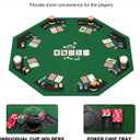 48 Inch Foldable Poker Table Top for 8 Players, Octagon Poker Table Topper with Chips Tray & Cup Holders, Professional Texas Holdem Poker Table Mat with Carrying Bag for Card Casino Games (Green)