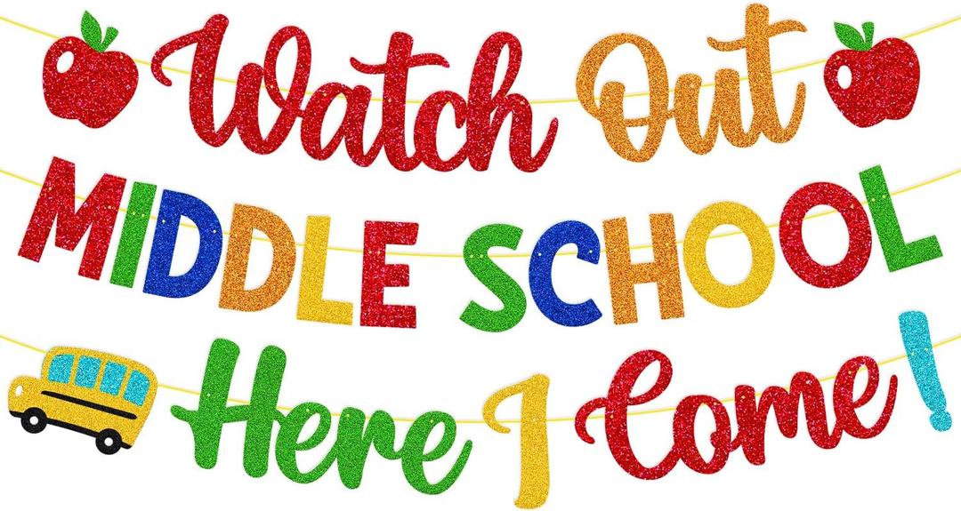 Welcome to School Decoration Watch Out Middle School Here I Come Banner Welcome to 6th 7th 8th Grade Decor the First Day of School Bulletin Board Backdrop for Students Teacher