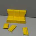 Minamzee1:12 Dollhouse Leather Couch, Miniature Modern Double Sofa with Pillows, Dollhouse Luxury Couch Furniture Accessories for Living Room Bedroom (Yellow)