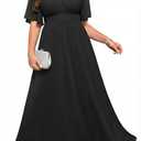 Talisea Black Formal Dress for Women Plus Size Long Wedding Guest Gowns Evening Prom Gala Flowy Aline Chiffon Maxi Dress 2025, Size 24W