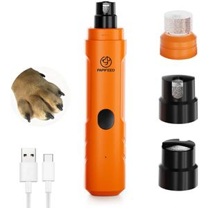 PAPIFEED Dog Nail Grinder with LED Light, Ultra Quiet 3-Speed Electric Nail File for Small Medium Large Dogs & Cats, Rechargeable Pet Nail Grinder with Trimmer (Orange)