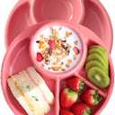 Unbreakable Divided Plates for Adults Portion Control Plates Set of 2 Round Plastic Dinner Plate 9 Inch for Camping Outdoor or Every Day Use (Style 1 Pink)