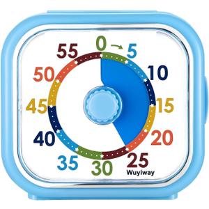 4.2" Wuyiway Visual Timer for Kids, 60-Minute Countdown Clock for Classroom Office Kitchen, Desk Time Management Tools, Silent Operation, Pomodoro Timer Colorful Pattern (Kid Blue)