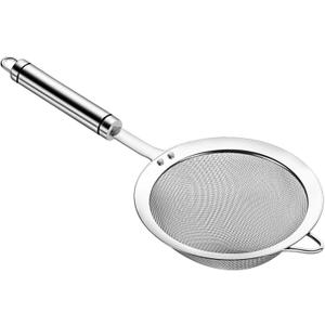 5.5inch 304 Stainless Steel Fine Mesh Strainer for Kitchen, Colander-Skimmer with Handle, Metal Sieves Sifters (Silver)