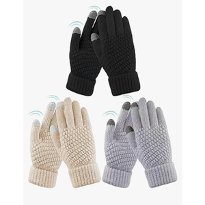 Womens Touch Screen Gloves Winter Warm Knit Fleece Lined Gloves Elastic Cuff Texting Mittens Gifts, One Size