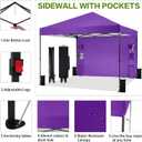 Tunbne 10'x10' Pop Up Canopy Tent with 1 Sidewall and 6 Pockets, One Push Setup, Instant Shade Tent with Vented Roof for Beach Patio Outdoor, Case, 8 Stakes, 4 Ropes, 4 Sandbags (Purple, 10x10)