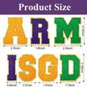 4 x 9 Pcs Carnival Iron on Patches,Purple Chenille Letter Patches,Self-Adhesive Embroidered Sewn on Patch with Gold Glitters Border,Iron on Patch for Carnival Clothing Bags Shirts Hat Backpack Jacket