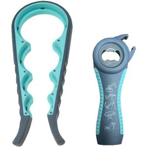 Jar Opener for Seniors with Arthritis,Jar Opener for Weak Hands,5-in-1 Bottle Opener,4-in-1 Can Opener (Blue)