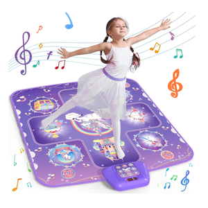 GirlsHome Dance Mat - Unicorn Toys for Girls Electronic Dance Pad with 5 Game Modes, Built-In Music, Touch Sensitive Light Up LED Kids Musical Mat, Christmas & Birthday Gift for Toddler Girls 3-12