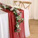 Lookein Artificial Rose Flower Garland Greenery Garland 5FT for Wedding Ceremony Backdrop Arch Flowers Table Centerpieces Decorations, Burgundy