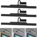 3Pack Picture Light Battery Operated, 16in Picture Light for Wall, 5000mAh Cordless Wall Lights with Controller, Art Light with Dimmable Cordless for Wall Painting, Frame, Portrait, Dartboard- Black